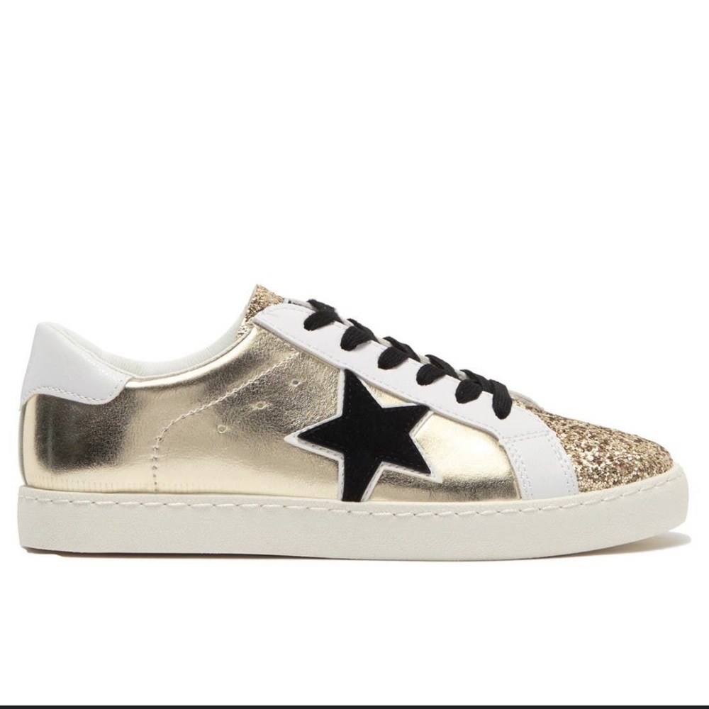 Vintage Havana: “Bianca” Gold Glitter Star Sneakers